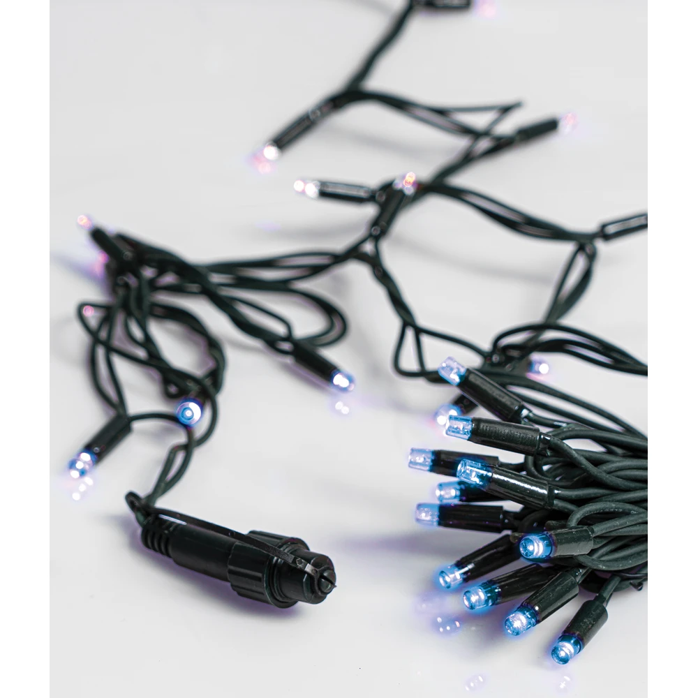 100Led Rubber Λαμπάκια Σταθερά Επεκτεινόμενα Με Πράσινο Καλώδιο/Μπλέ Λαμπάκι ,Ip65 Στεγανό,(10cm Απόσταση) 10 Μέτρα