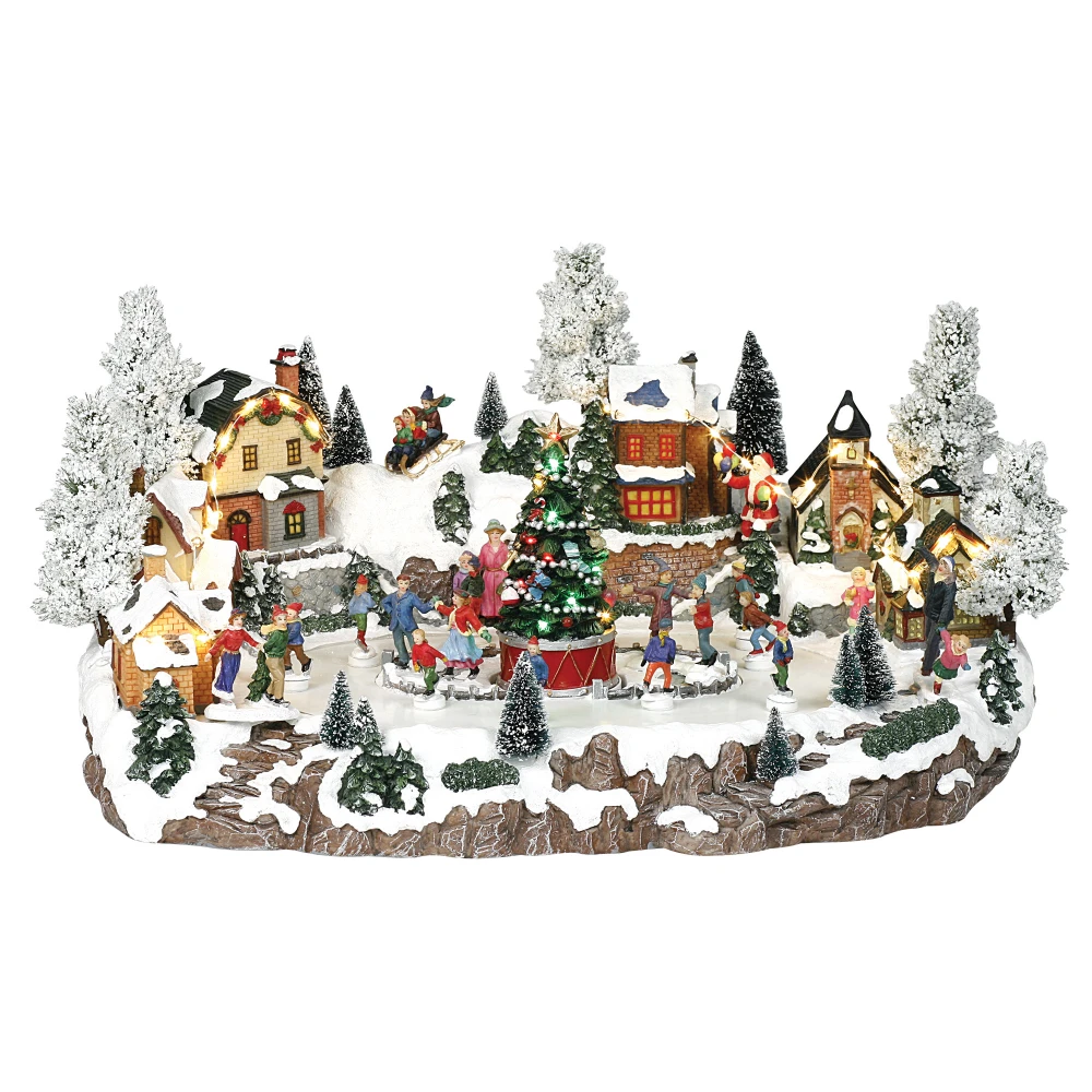 Χριστουγεννιάτικο Διακοσμητικό Όπτικαλ Χωριό Μουσικής Και Κίνησης 4,5V ,49 x 37 x 26(Η)cm