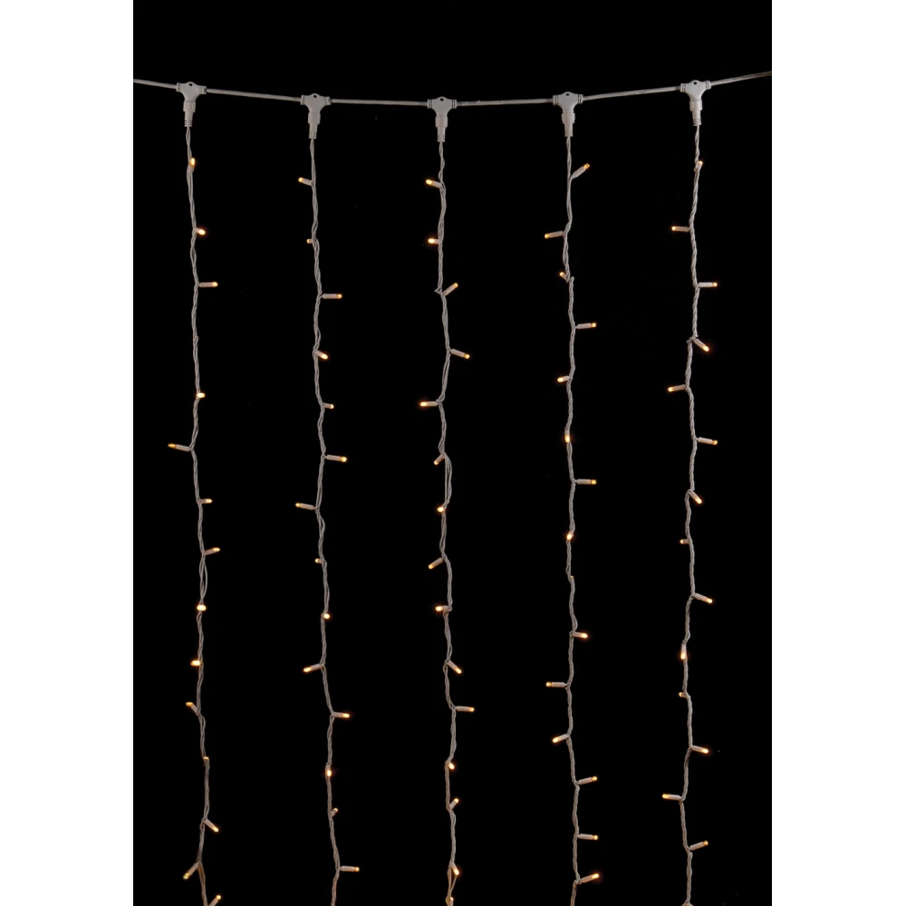1000Led Σταθερή Συμμετρική Κουρτίνα Rubber Ip44,Με Επέκταση Δεξιά , Αριστερά , Πάνω Και Κάτω 2 x 10(h)cm,Λευκό Καλώδιο/Θερμό Λαμπάκι (Kelvin: 2.500 - 3.000)