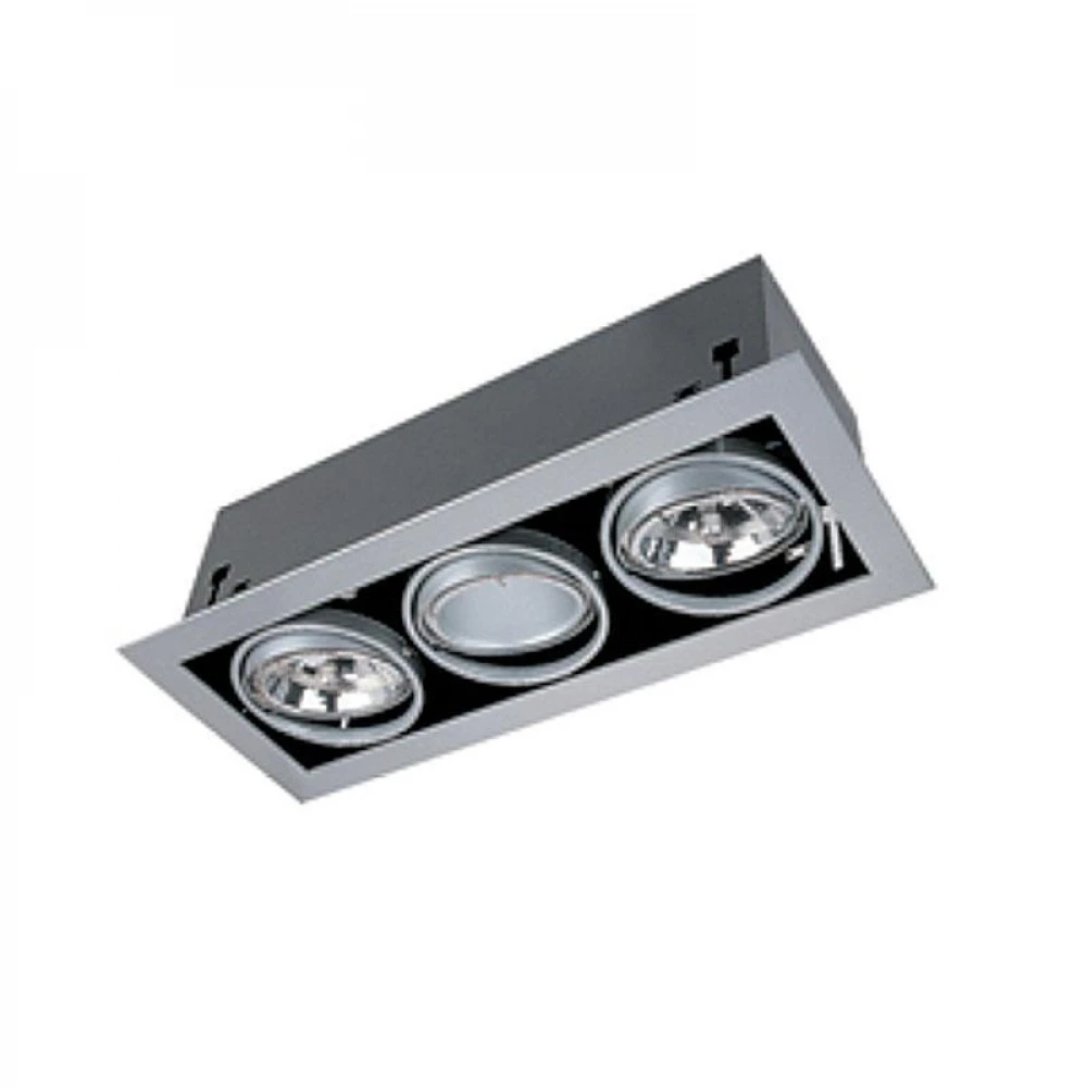 Σποτ Μεταλλικό Παραλληλόγραμμο Τριπλό Γκρι AR111 Ferrara