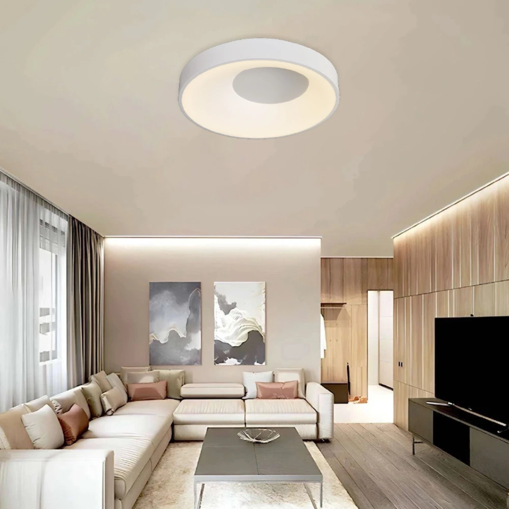 Inlight Πλαφονιέρα οροφής LED 36W 3CCT από λευκό μέταλλο και ακρυλικό D:48cm (42040-White)