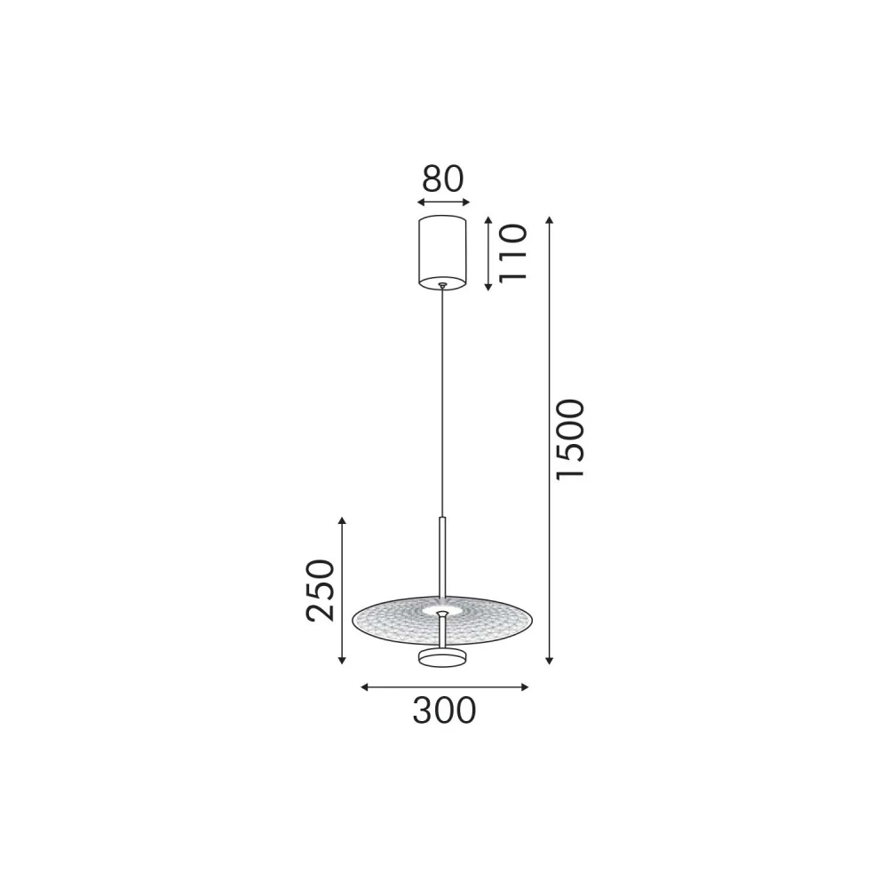 LOFTY- PENDANT LAMP SAND GOLD ALUMINIUM LED SMD 8W 2700Κ 560LM IP20 Φ300x1500mm ACA