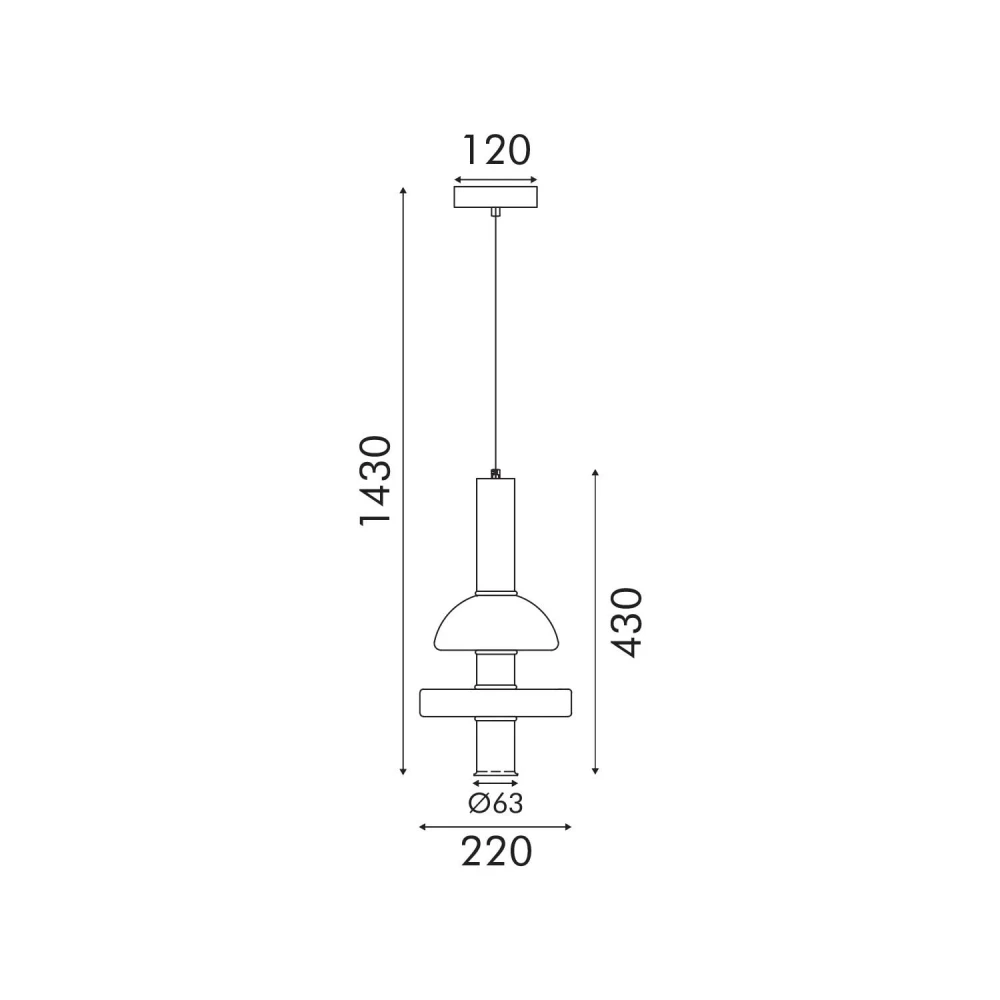 ΚΡΕΜΑΣΤΟ ΦΩΤΙΣΤΙΚΟ ACA HM25026BC ΧΡΥΣΟ ΔΙΑΦΑΝΕΣ COB 5W 3000K IP20 D20XH120CM VYRA