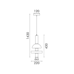 ΚΡΕΜΑΣΤΟ ΦΩΤΙΣΤΙΚΟ ACA HM25026BC ΧΡΥΣΟ ΔΙΑΦΑΝΕΣ COB 5W 3000K IP20 D20XH120CM VYRA