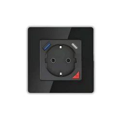 WIFI ΠΡΙΖΑ 16A ΜΑΥΡΟ+1usb+1c 86*86mm N+L ACA