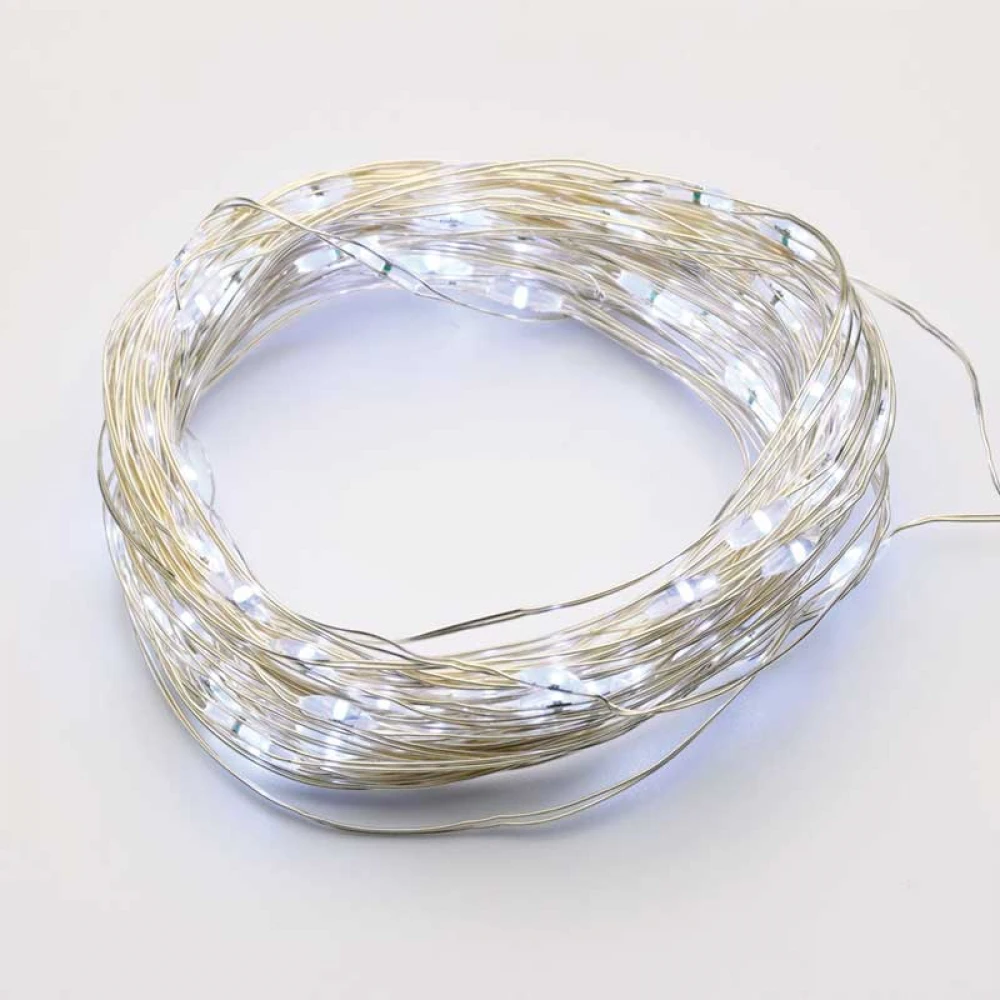 20 LED ΛΑΜΠΑΚΙΑ ΣΕΙΡΑ ΛΕΥΚΟ ΑΣΗΜΙ ΚΑΛΩΔΙΟ ΧΑΛΚΟΥ & ΜΠΑΤΑΡΙΕΣ 2xCR2032 IP20 2m+10cm - Aca