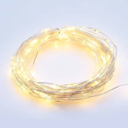 12 LED ΛΑΜΠΑΚΙΑ ΣΕΙΡΑ ΘΕΡΜΟ ΛΕΥΚΟ ΑΣΗΜΙ ΚΑΛΩΔΙΟ ΧΑΛΚΟΥ & ΜΠΑΤΑΡΙΕΣ 2xAA IP20 1.2m+10cm 0.72W - Aca