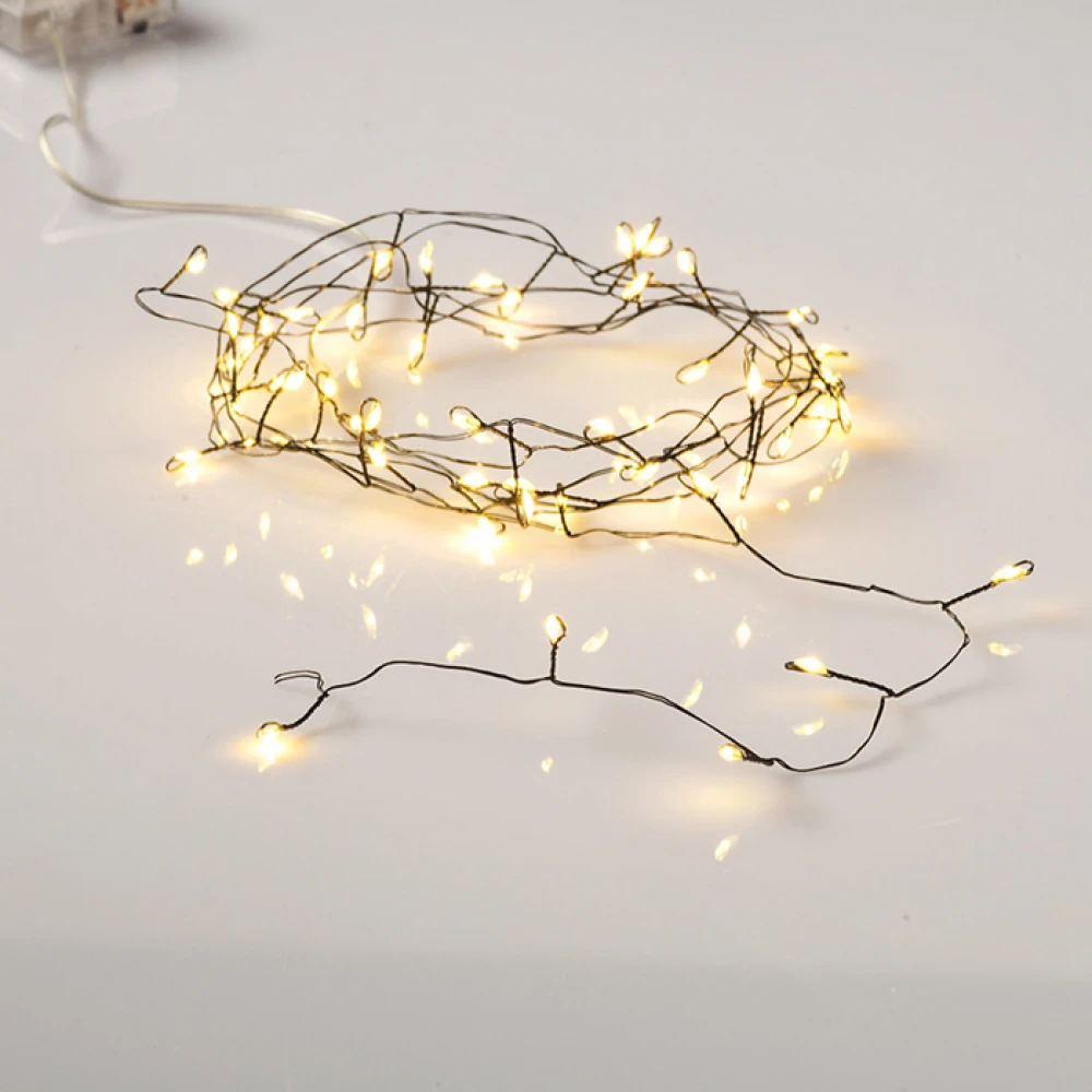 Fairy Lights 50 CLUSTER LED Λαμπάκια Μπαταρίας Σε Σειρά , Μαύρο Καλώδιο Χαλκού, Θερμό Λευκό 3xAA 2.5m 3W IP20 - ACA Christmas