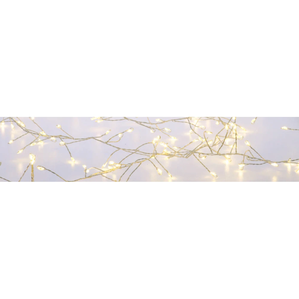 Fairy Lights 300 CLUSTER LED Λαμπάκια σε Σειρά Ρεύματος , Ασημί Καλώδιο Χαλκού Και 8 Προγράμματα, Θερμό Λευκό 3m+3m 6W IP44 - ACA Christmas