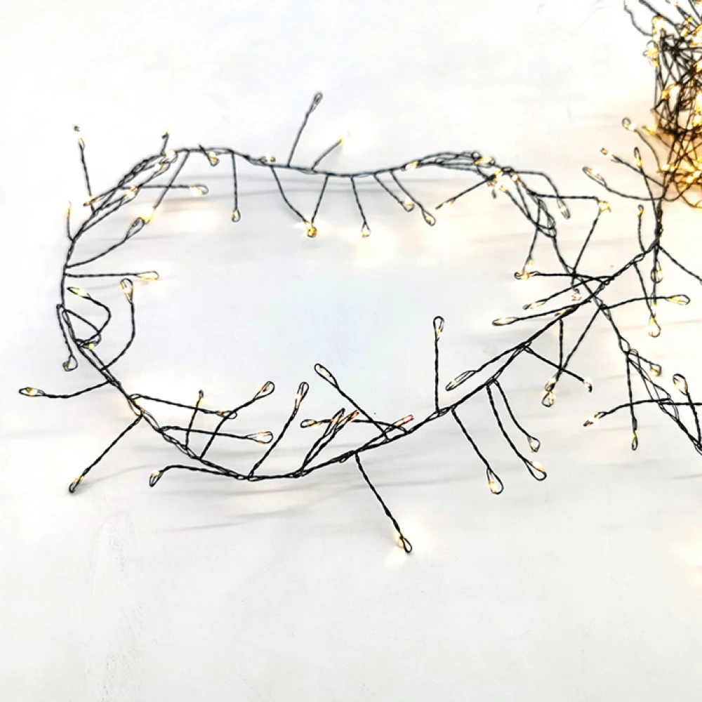 Fairy Lights 300 CLUSTER LED Λαμπάκια σε Σειρά Ρεύματος , Μαύρο Καλώδιο Χαλκού Και 8 Προγράμματα, Θερμό Λευκό 3m+3m 6W IP44 - ACA Christmas