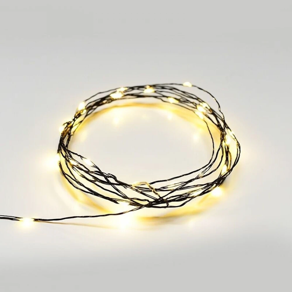 Fairy Lights 20 LED Λαμπάκια Μπαταρίας Σε Σειρά , Μαύρο Καλώδιο Χαλκού, Θερμό Λευκό 2xCR2032 2m 1,2W IP20 - ACA Christmas