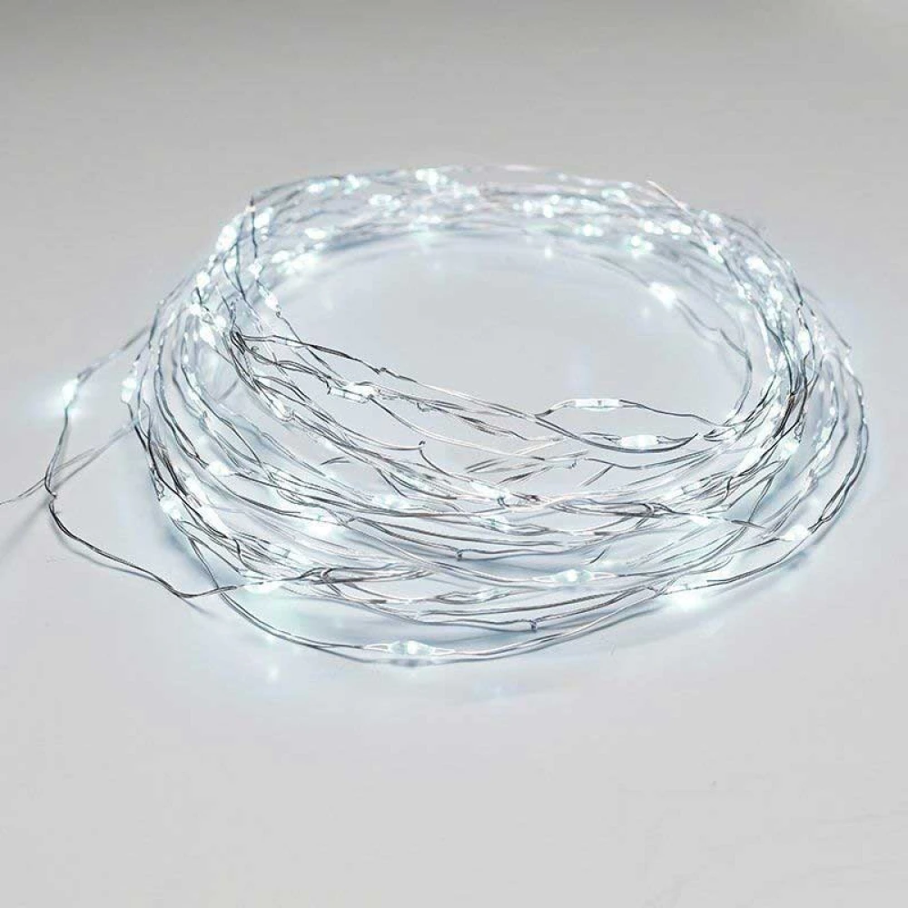 Fairy Lights 300 LED Λαμπάκια σε Σειρά Ρεύματος , Ασημί Καλώδιο Χαλκού Και 8 Προγράμματα, Ψυχρό Λευκό 30m+3m 7,2W IP44 - ACA Christmas