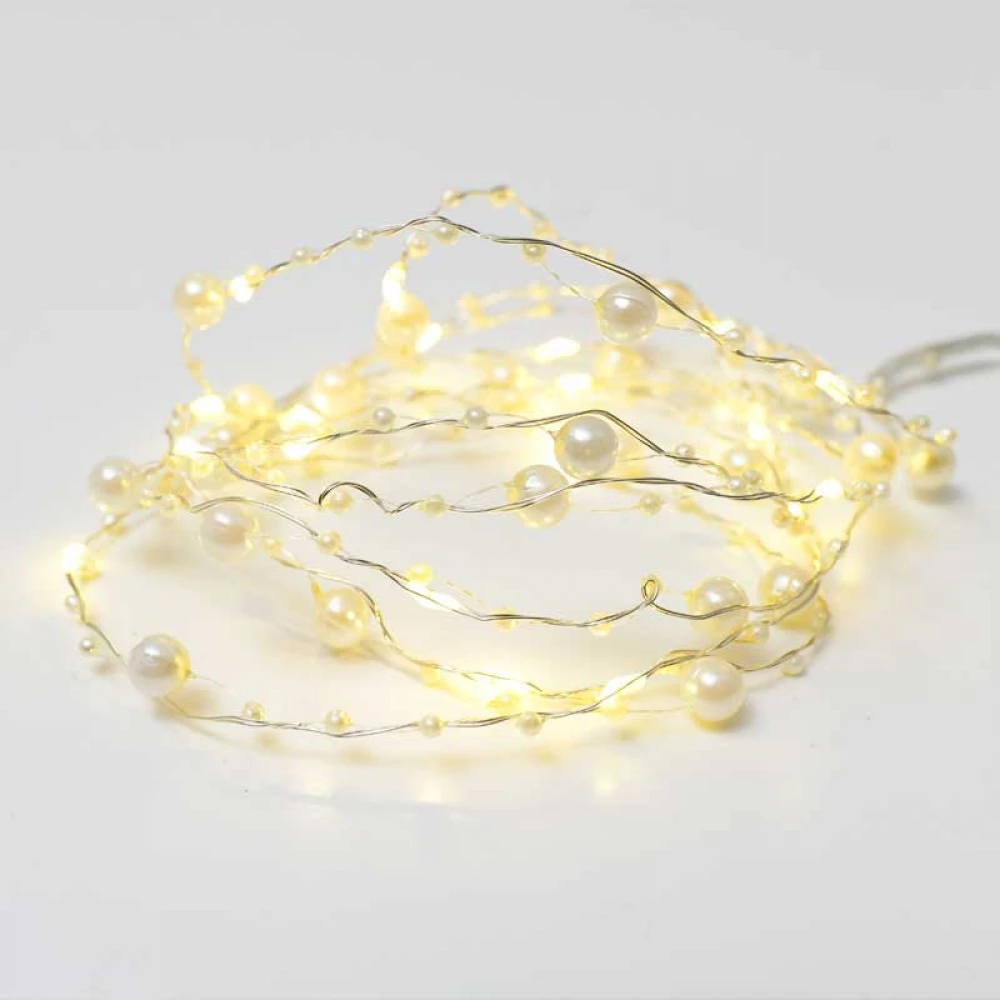 PEARL Σχέδιο 20 LED ΛΑΜΠΑΚΙΑ ΣΕΙΡΑ ΘΕΡΜΟ ΛΕΥΚΟ - ΑΣΗΜΙ ΚΑΛΩΔ ΧΑΛΚΟΥ & ΜΠΑΤΑΡΙΕΣ 2xAA IP20 2m+10cm 1.2W - ACA