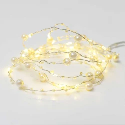 PEARL Σχέδιο 20 LED ΛΑΜΠΑΚΙΑ ΣΕΙΡΑ ΘΕΡΜΟ ΛΕΥΚΟ - ΑΣΗΜΙ ΚΑΛΩΔ ΧΑΛΚΟΥ & ΜΠΑΤΑΡΙΕΣ 2xAA IP20 2m+10cm 1.2W - ACA