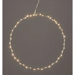 SILVER ROUND LED D40cm Λαμπάκια Με Καλώδιο Χαλκού Ασημί Και Αντάπτορα 3VDC IP44 Θερμό Λευκό - ACA