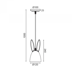 Παιδικό Φωτιστικό Οροφής Ροζ Λαγουδάκι 1xE27 BUNNY - Aca Decor