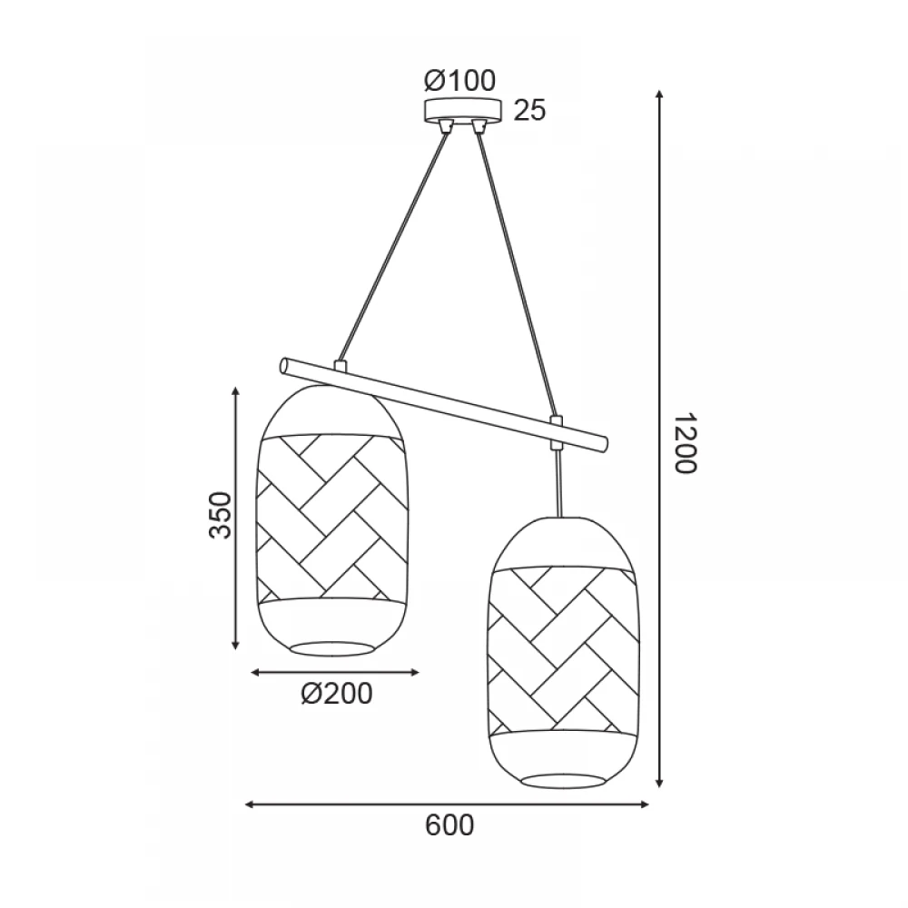 Κρεμαστό Φωτιστικό Δίφωτο Από Ρατάν Λευκό 2xE27 COCONUT - ACA Decor