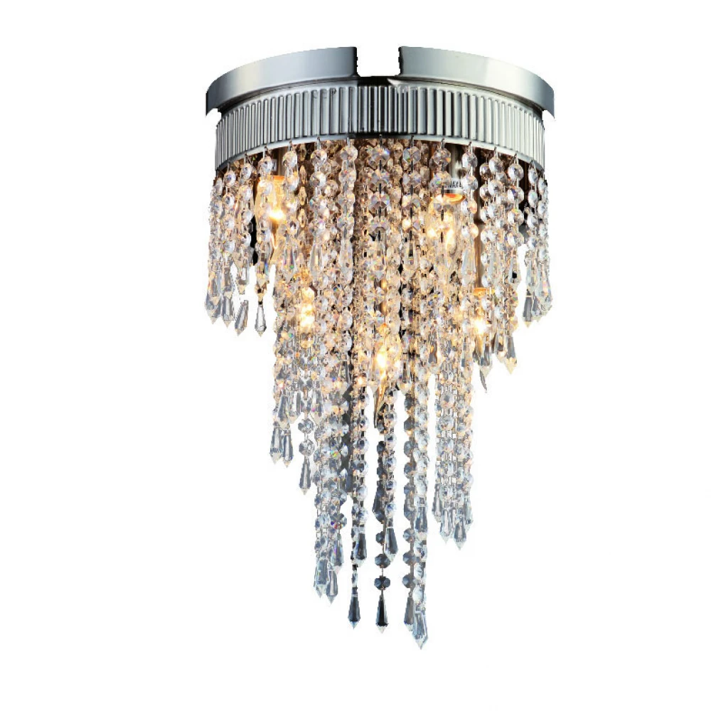 Πλαφονιέρα Με Κρύσταλλα Πεντάφωτη Φ30cm 5x E14 ACA DECOR