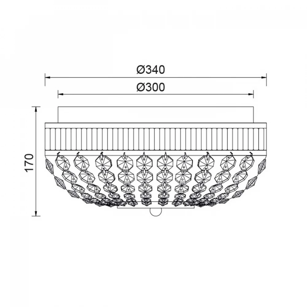 Πλαφονιέρα Με Κρύσταλλα Φ34cm 3x E14 ACA DECOR