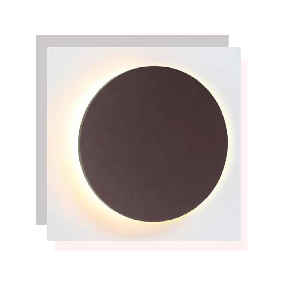 LED Ξύλινο Επίτοιχο Φωτιστικό Με Καφέ Δέρμα Ø30 cm ECLIPSE - Aca Decor
