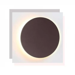 LED Ξύλινο Επίτοιχο Φωτιστικό Με Καφέ Δέρμα Ø30 cm ECLIPSE - Aca Decor