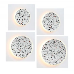 LED Ξύλινο Επίτοιχο Φωτιστικό Με TERRAZZO Ø30cm ECLIPSE - Aca Decor