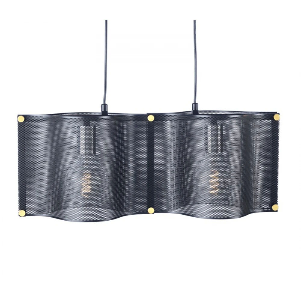 Κρεμαστό Φωτιστικό Μεταλλικό Δίφωτο Μαύρο 2x E27 - ACA Decor