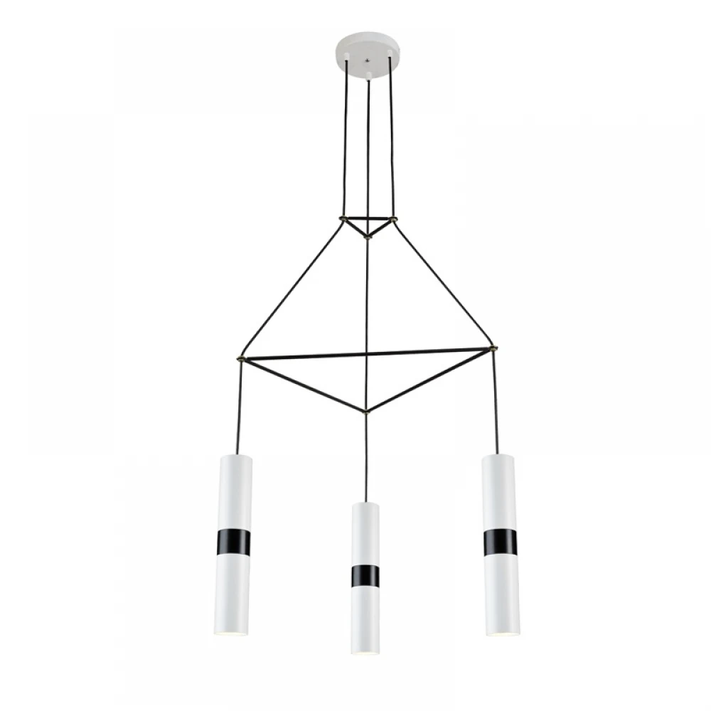 Κρεμαστό Φωτιστικό Μεταλλικό Τρίφωτο Σε Ροζέτα Λευκό και Μαύρο 3x GU10 - ACA Decor