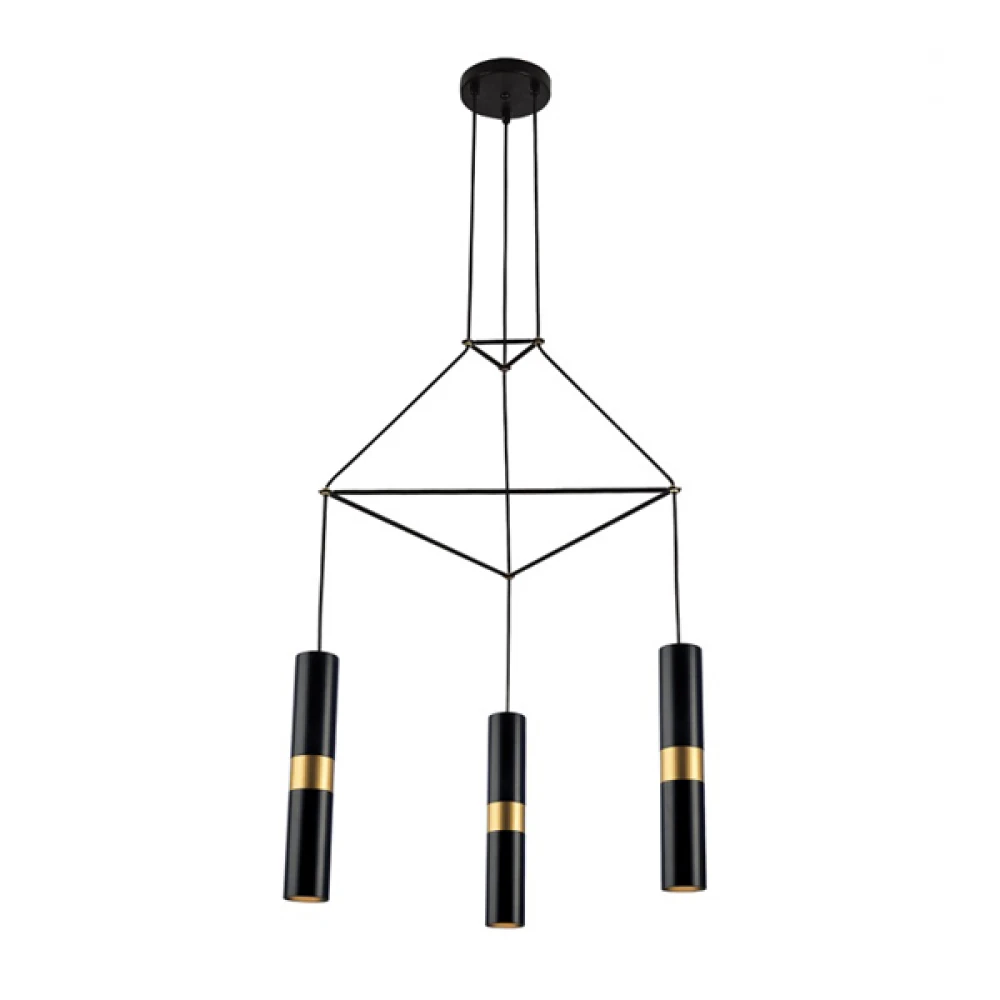 Κρεμαστό Φωτιστικό Μεταλλικό Τρίφωτο Σε Ροζέτα Μαύρο 3x GU10 - ACA Decor