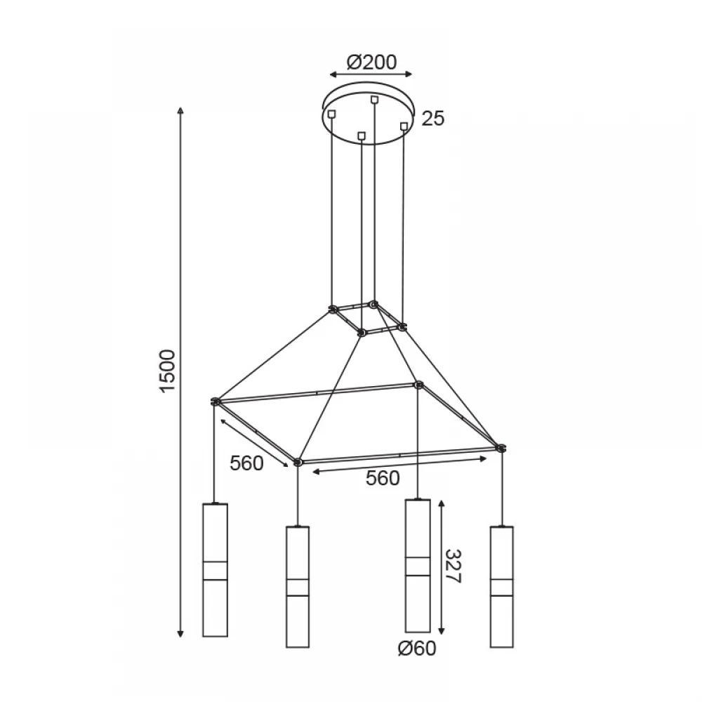 Κρεμαστό Φωτιστικό Μεταλλικό Τετράφωτο Σε Ροζέτα Ορείχαλκος 4x GU10 - ACA Decor