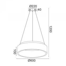 LED Κρεμαστό Φωτιστικό Μεταλλικό Σε Μαύρο Χρώμα 48W Ø60cm - ACA Decor