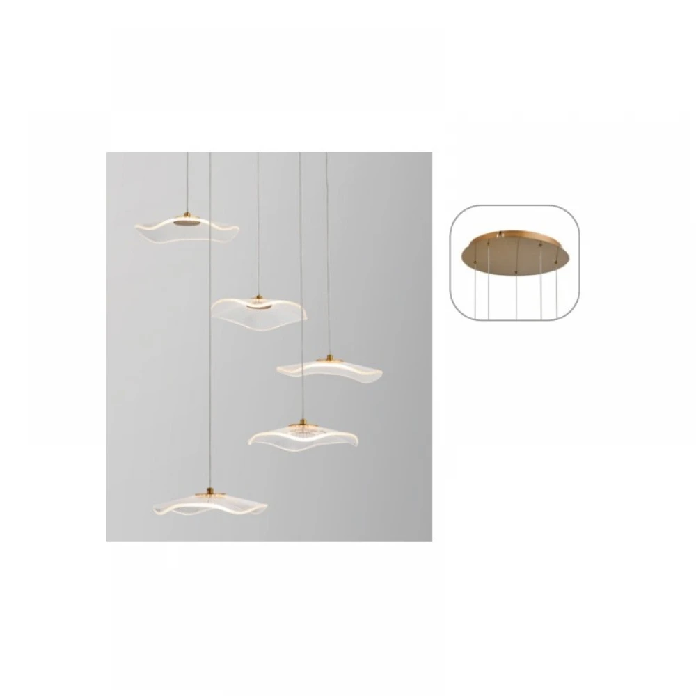 LED Κρεμαστό Φωτιστικό Μεταλλικό Ορείχαλκο 25W NINFEA - Aca Decor