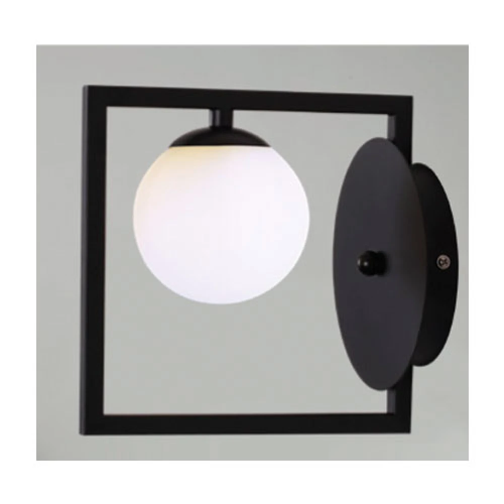 Επίτοιχο Φωτιστικό Μαύρο Μεταλλικό Και Λευκό Γυαλί 1xG9 QUADRO - Aca Decor