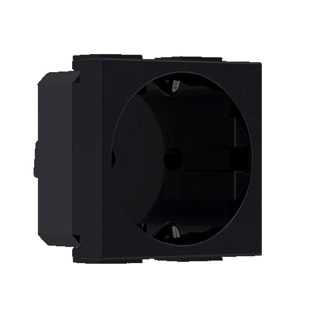 MODYS Πρίζα Σούκο Μαύρη Ματ 2 ΣΤ. 2P+E 16A 250VAC IP20 - Aca Elec