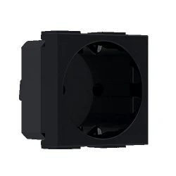 MODYS Πρίζα Σούκο Μαύρη Ματ 2 ΣΤ. 2P+E 16A 250VAC IP20 - Aca Elec