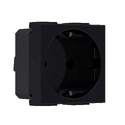 MODYS Πρίζα Σούκο Ασφαλείας Μαύρη ματ 2 ΣΤ. 2P+E 16A 250VAC IP20 - Aca Elec