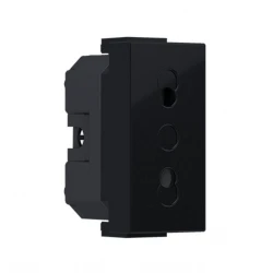 MODYS Διπολική Πρίζα Ασφαλείας Μαύρο Ματ 1 ΣΤ. 2P 10A 250VAC IP20 - Aca Elec