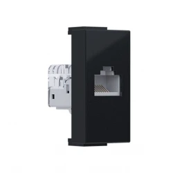 MODYS Πρίζα Δικτύου Μαύρη Ματ 1 ΣΤ. RJ45 CAT.5E Χωρίς Θωράκιση IP20 - Aca Elec