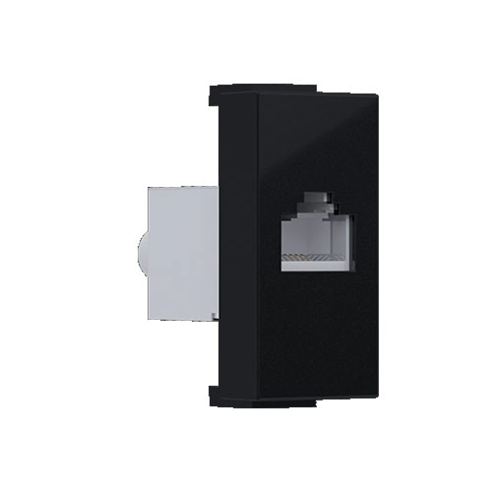 MODYS Πρίζα Δικτύου Μαύρη Ματ 1 ΣΤ. RJ45 CAT.6 Με Θωράκιση IP20 - Aca Elec