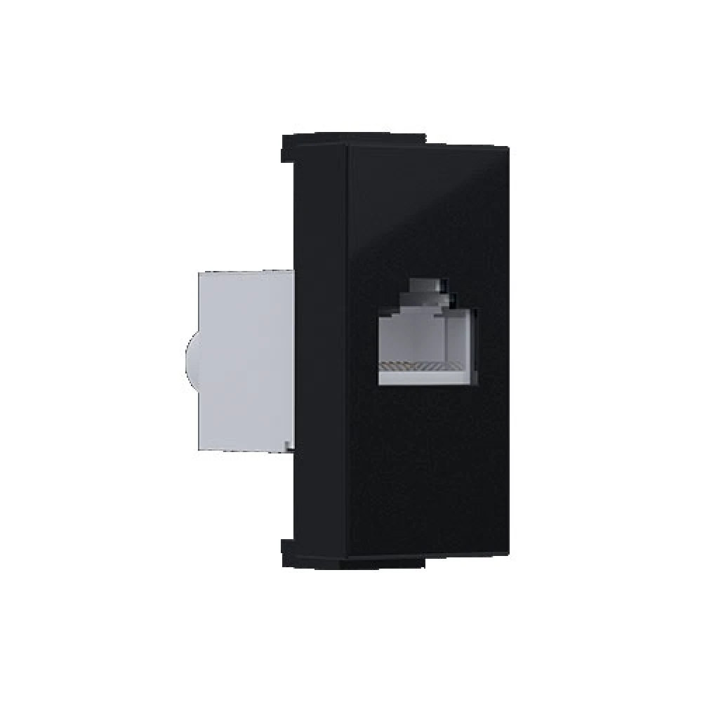 MODYS Πρίζα Δικτύου Μαύρη Ματ 1 ΣΤ. RJ45 CAT.6A Με Θωράκιση IP20 - Aca Elec