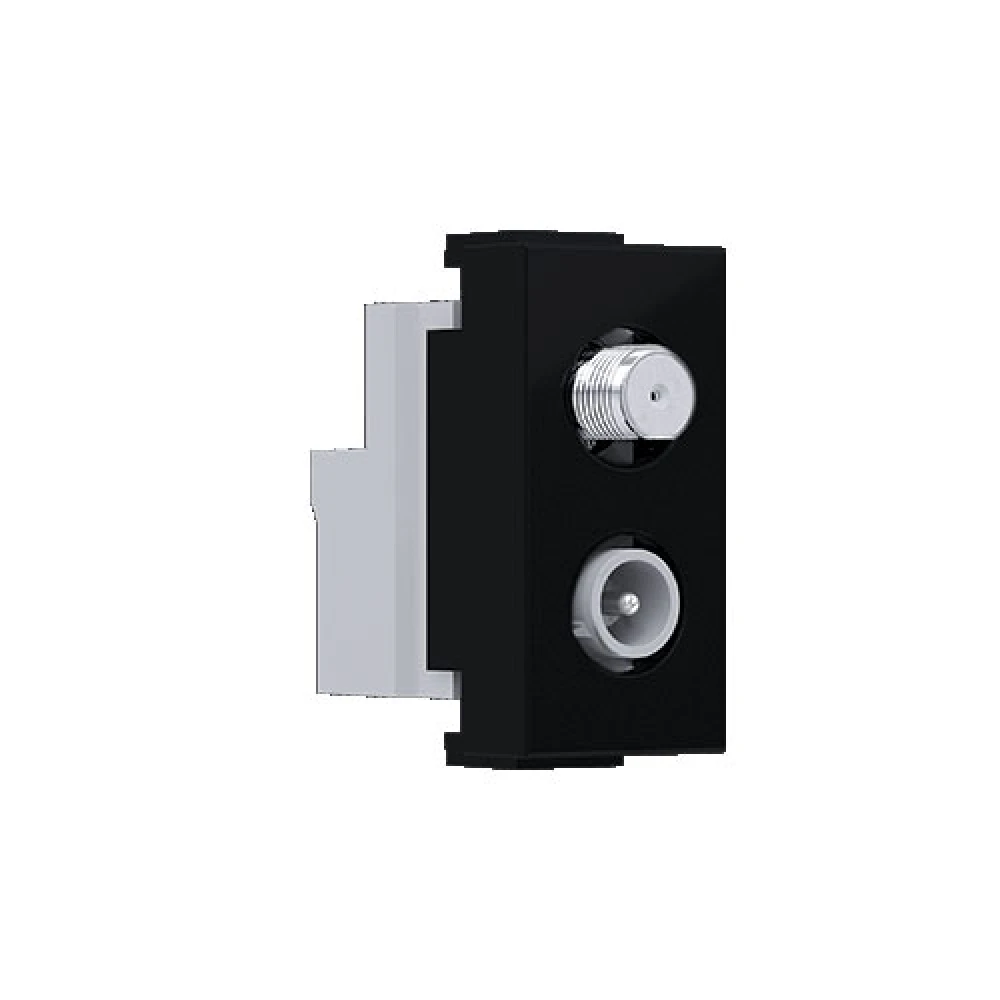 MODYS Πρίζα Τηλεόρασης SAT ΤV-R Διέλευσης 1 ΣΤ. Μαύρο Ματ IP20 - Aca Elec