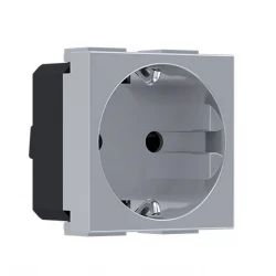 MODYS Πρίζα Σούκο Ασφαλείας Ασημί 2 ΣΤ. 2P+E 16A 250VAC IP20 - Aca Elec