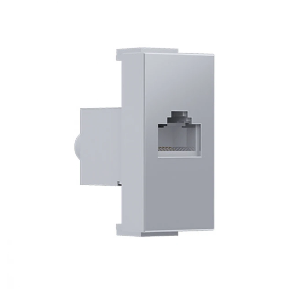 MODYS Πρίζα Δικτύου Ασημί 1 ΣΤ. RJ45 CAT.6 Με Θωράκιση IP20 - Aca Elec