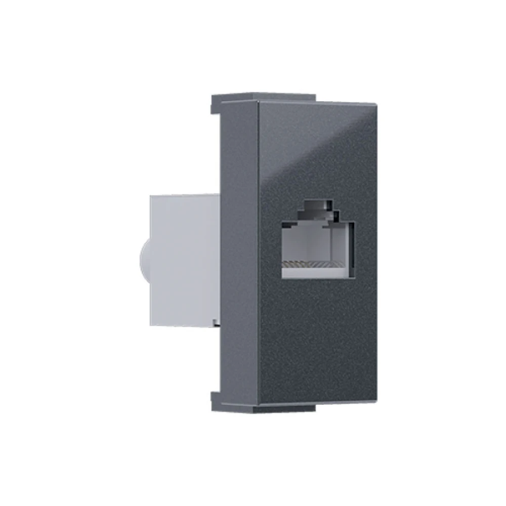 MODYS Πρίζα Δικτύου Ανθρακί 1 ΣΤ. RJ45 CAT.6 Με Θωράκιση IP20 - Aca Elec