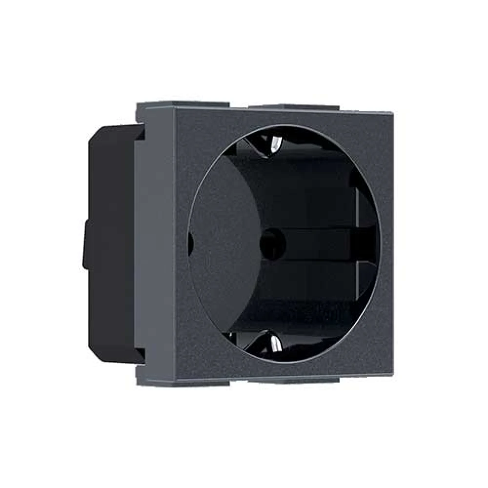 MODYS Πρίζα Σούκο Ασφαλείας Ανθρακί 2 ΣΤ. 2P+E 16A 250VAC IP20 - Aca Elec