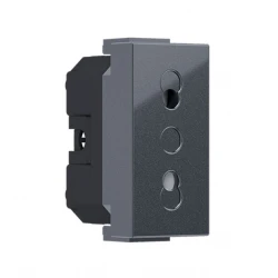 MODYS Διπολική Πρίζα Ασφαλείας Ανθρακί 1 ΣΤ. 2P 10A 250VAC IP20 - Aca Elec