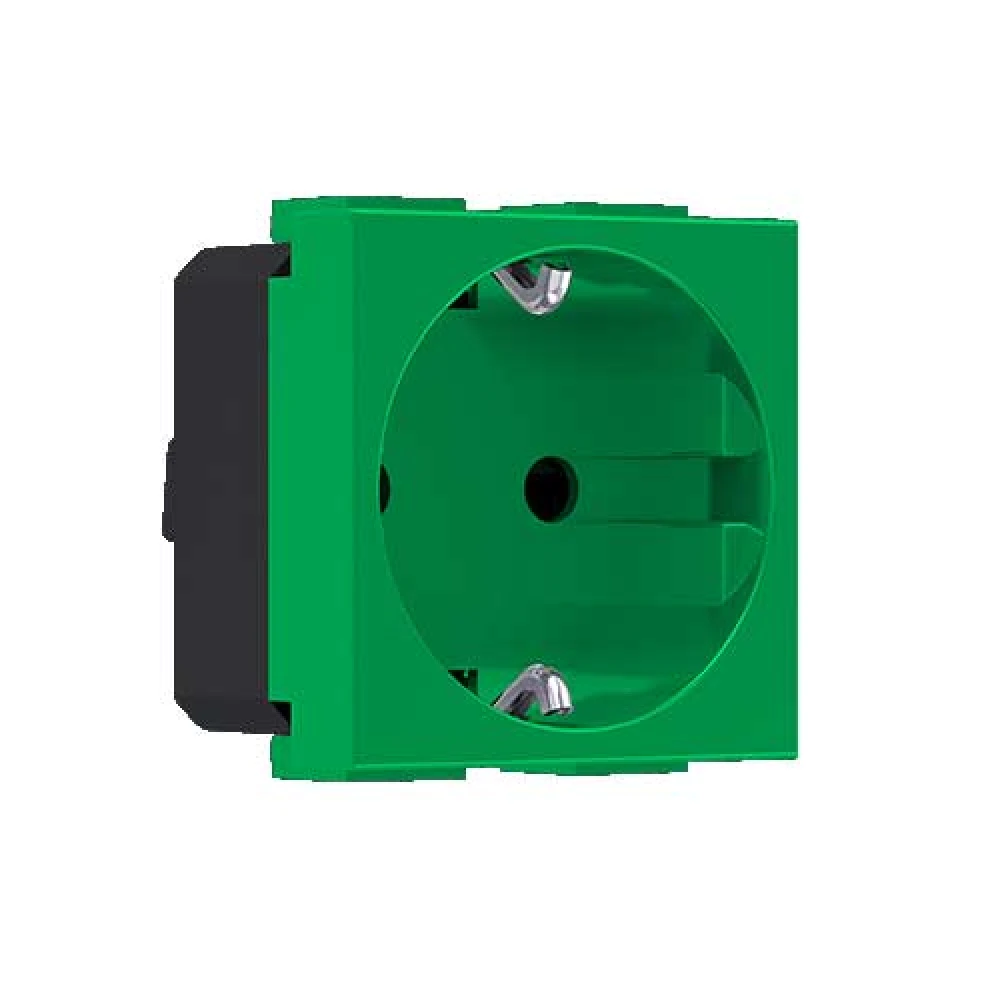 MODYS Πρίζα Σούκο Πράσινη Αντιβάκτ. 2 ΣΤ. 2P+E 16A 250VAC IP20 - Aca Elec
