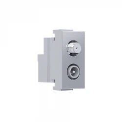 MODYS Πρίζα Τηλεόρασης SAT ΤV-R Διέλευσης 1 ΣΤ. Ασημί IP20 - Aca Elec