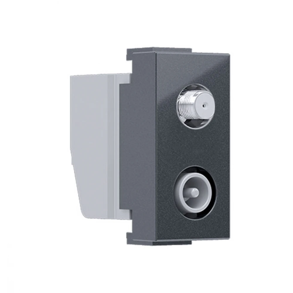 MODYS Πρίζα Τηλεόρασης SAT ΤV-R Διέλευσης 1 ΣΤ. Ανθρακί IP20 - Aca Elec