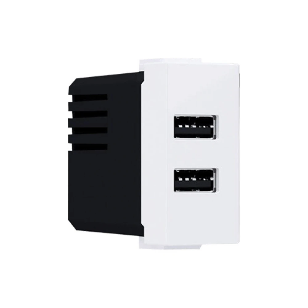MODYS Πρίζα Τροφοδοσίας USB 1 ΣΤ. 2xUSB Λευκή 5VDC 1.2A IP20 - Aca Elec
